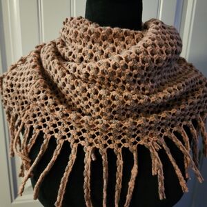 Elegant Crochet Fringe Scarf in Brown